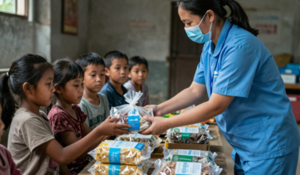 unicef-staff-hands-food-to-family-tuyen-quang-vietnam