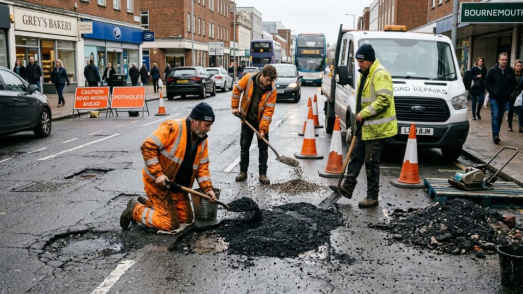 Bodging potholes repair.