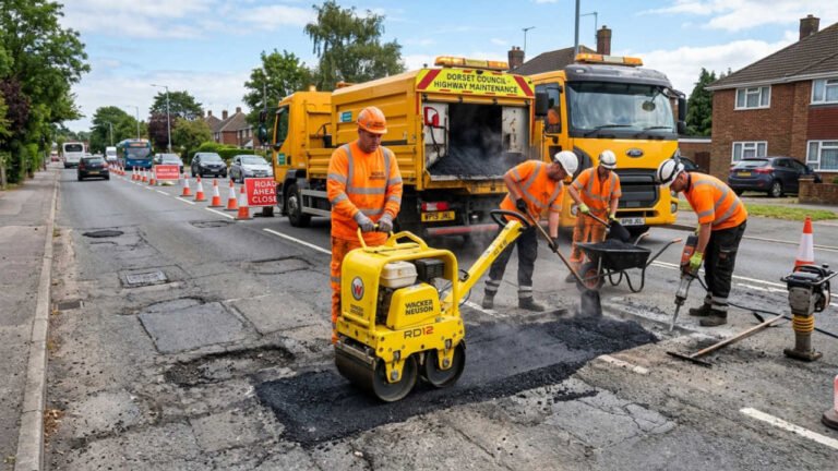 Fixing potholes.